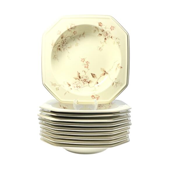 Mikasa “Tivoli Garden-Continental Ivory” 10 Square Soup Bowls 8 1/2” F4007
